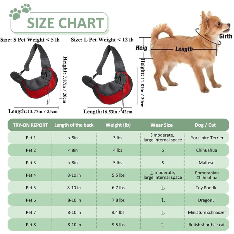 Pet Carrier Backpack Travel Sling Bag Mesh Dog Cat Shoulder Carrier