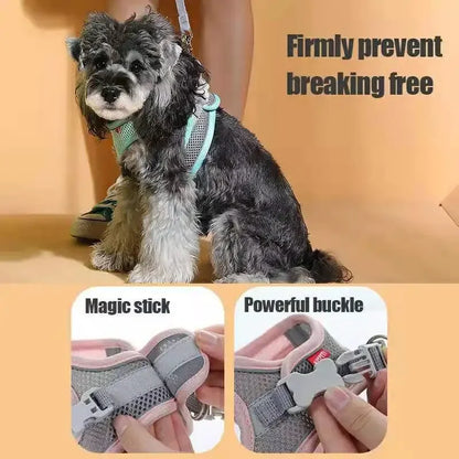 Reflective Pet Harness Vest Adjustable Breathable Dog Cat Leash Set