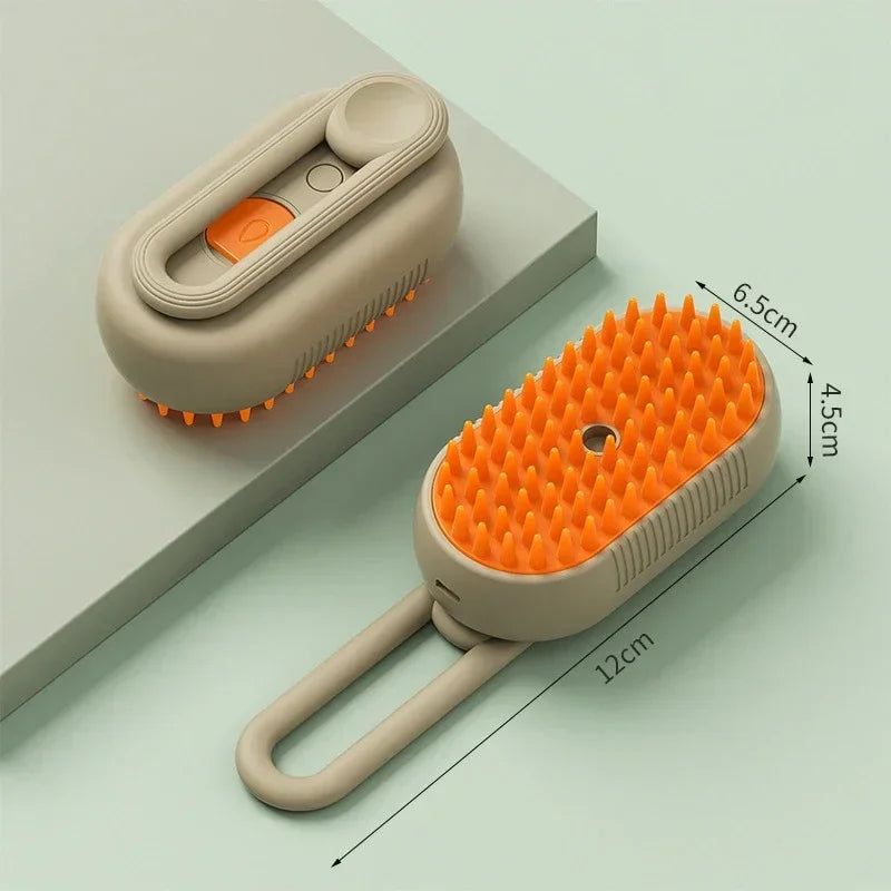 3-in-1 Pet Steam Spray Brush Folding Rotatable Grooming Massage Comb