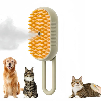 3-in-1 Pet Steam Spray Brush Folding Rotatable Grooming Massage Comb