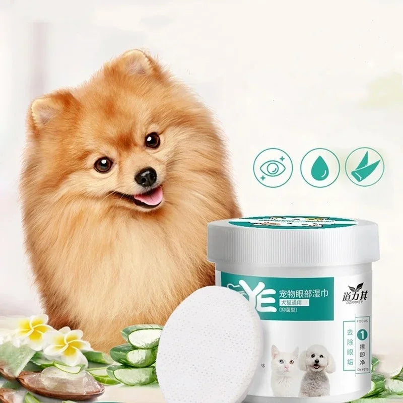 130pcs Pet Eye Wipes Tear Stain Remover Gentle Cleaning for Dogs Cats