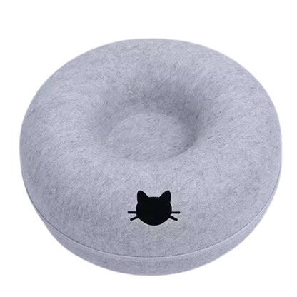 Felt Cat Tunnel Bed Round Donut Nest Interactive Cat Cave Toy
