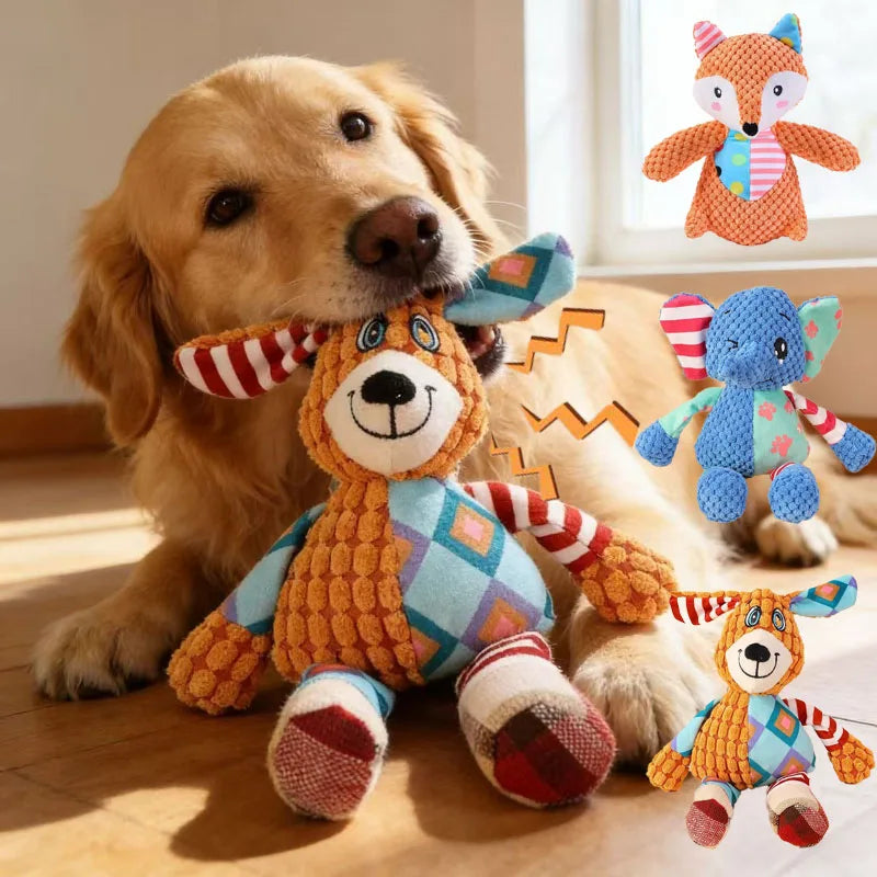 Squeaky Plush Dog Chew Toy Bite Resistant Interactive Puppy Toy
