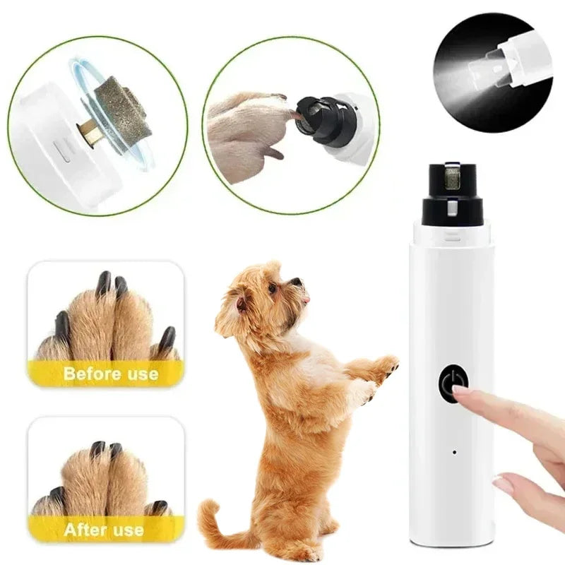 Electric Dog Nail Grinder Rechargeable Pet Nail Clipper with LED Light
