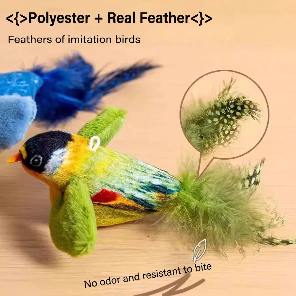 Interactive Chirping Bird Cat Toy Realistic Sound Plush Cat Toy