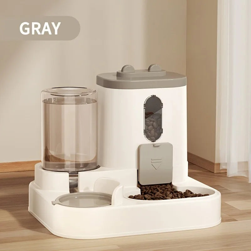 2-in-1 Cat Food and Water Dispenser Automatic Pet Feeding Bowl